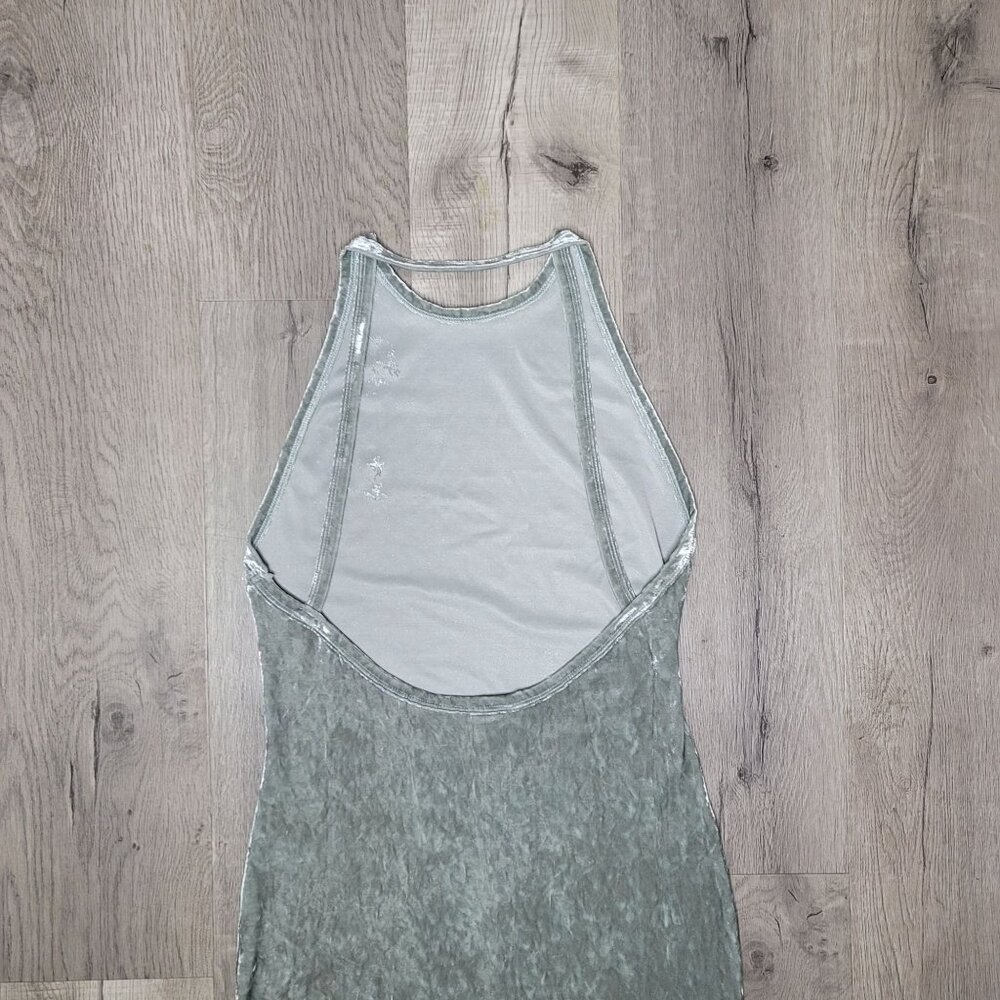 Sadie & Sage Silver blue Crushed Velvet Bodycon backles ini dress sexy Medium - Picture 2 of 9